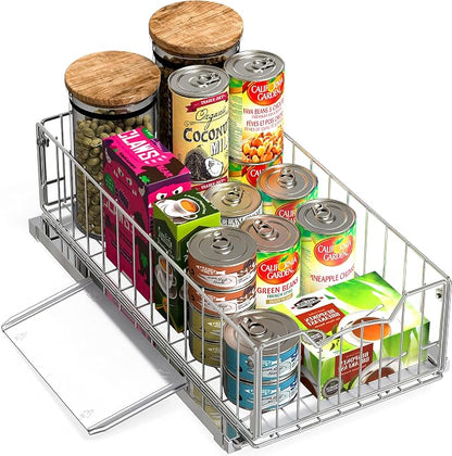 Simple Houseware Pull-Out Cabinet Sliding Basket, 17.2Dx9.7Wx5H, Chrome | Ideal - Image 5