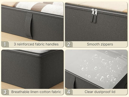 2-Pack Under Bed Storage Containers, 8 Inches Tall Underbed Clothes Storage - Image 4