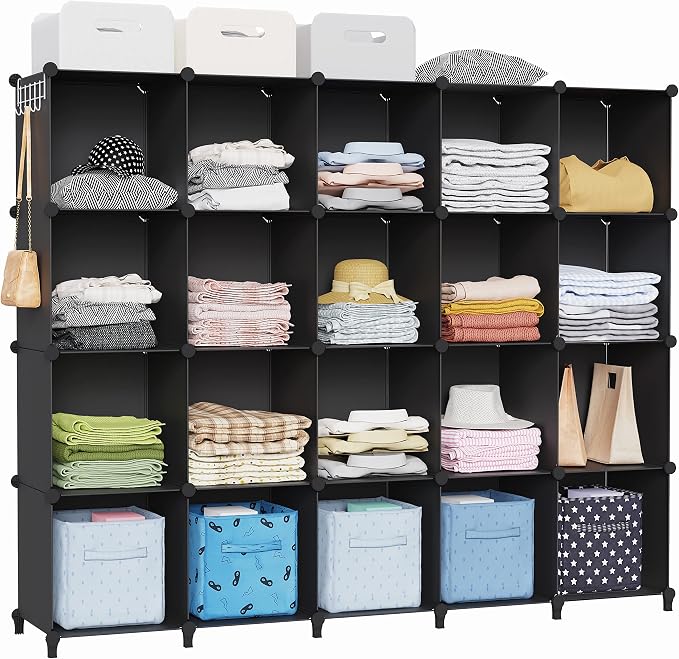 HOMIDEC 20 Black Cube Storage Organizer, Modular Storage Shelf by DecorateYourHome