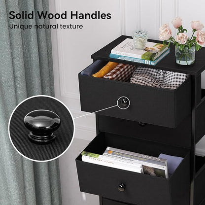 Fabric Dresser for Bedroom, 7-Drawer Tall Vertical Storage Tower | Wooden Top - Image 6