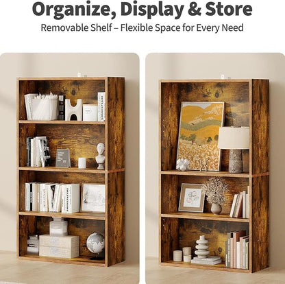 HealSmart 4 Tier Bookcase, Industrial 5 Book Shelf, 9.2" D x 23.8" W x 42" H - Image 5