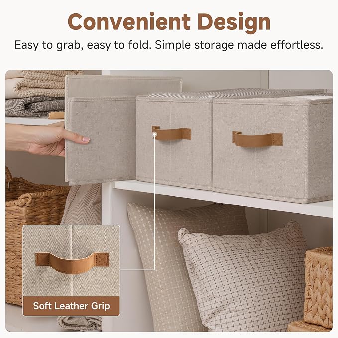 SroageWorks Storage Baskets for Shelves, Foldable Fabric Closet Storage Bins - Image 3