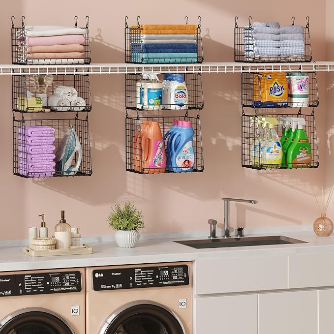 4-Pack Hanging Laundry Room Organizer：Foldable Laundry Room Organizaton Wire - Image 3
