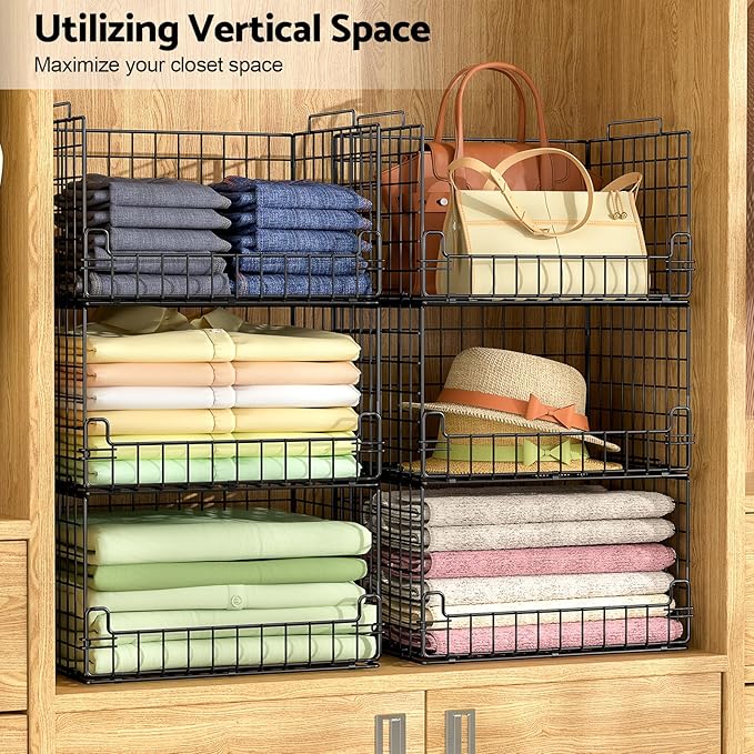 6-Tier Stackable Closet Organizers and Storage Basket - Image 2