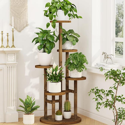 LASZOLA 5 Tiered Wood Plant Stand Indoor Corner, Flower Holder Rack Tall by LASZOLA