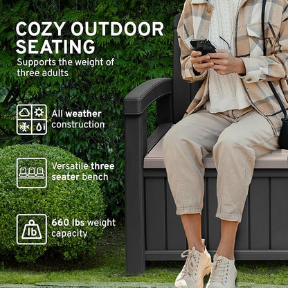 EconoHome 3 Seat Outdoor Storage Bench - Image 4