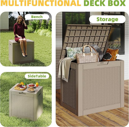 Vixzen 31 Gallon Waterproof Large Deck Box, Lockable Resin Outdoor Storage Box - Image 6