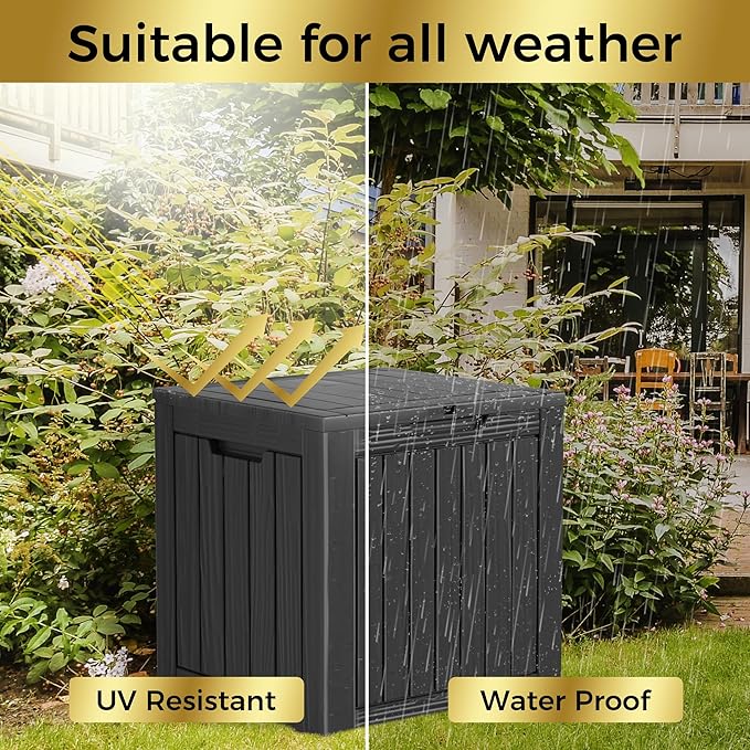 TARKARI 35 Gallon Lockable Resin Deck Box, Waterproof & UV-Resistant Outdoor - Image 6