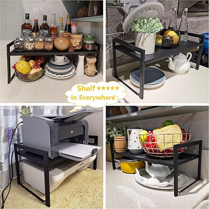 Expandable Cabinet Shelf Organizer 16-26" L Stackable Kitchen Counter Shelf - Image 5