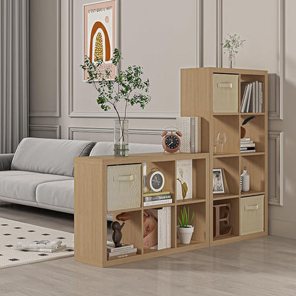 furtble Bookshelf with Storage Bins, 8-Cube Storage Organizer, Modern Wood Open - Image 6