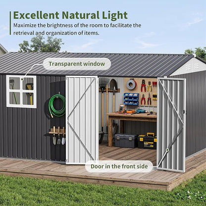 Polar Aurora 10X14 FT Metal Outdoor Storage Shed - Image 5