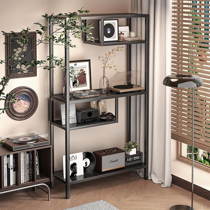 Metal Storage Shelves, 70.9” Tall Geometric Bookshelf, Floor Standing Display - Image 2