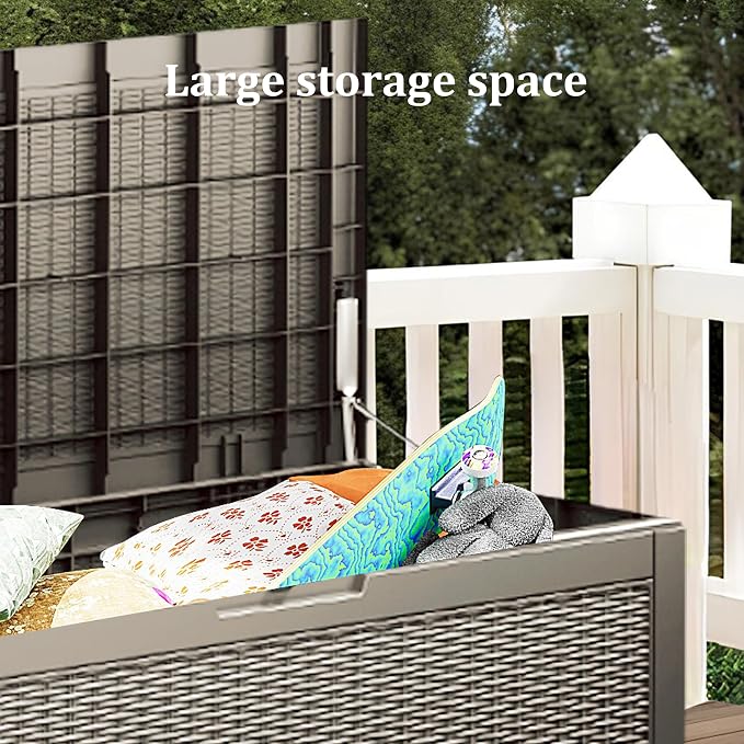 100 Gallon Resin Deck Box, Waterproof Outdoor Storage Box - Image 9