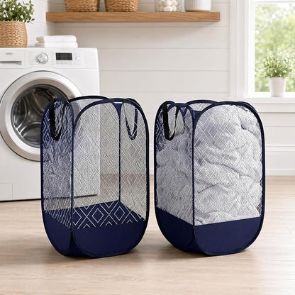 100L Extra Large Mesh Pop Up Laundry Hamper 2 Pack - Image 6