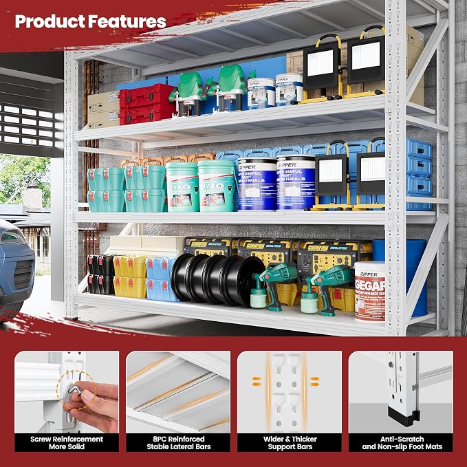 79" Wide Storage Shelves, 7000LBS Garage Shelving Heavy Duty, Standing Shelf - Image 5