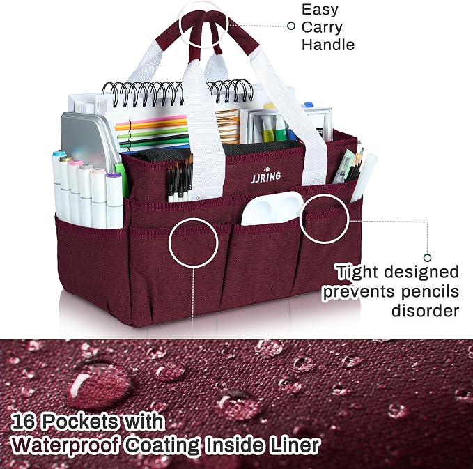 JJRING Craft Organizer Tote Bag, Art Storage Caddy - Image 4