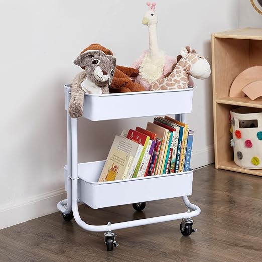 ECR4Kids 2-Tier Metal Rolling Utility Storage Cart - Image 6