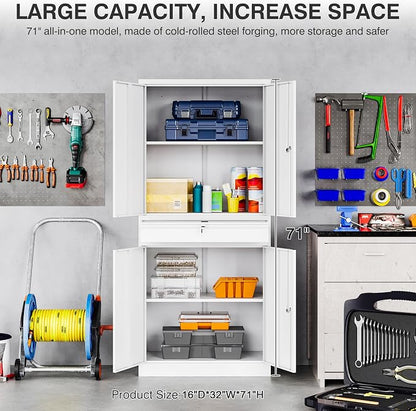 SISESOL White Metal Storage Cabinet - Image 3