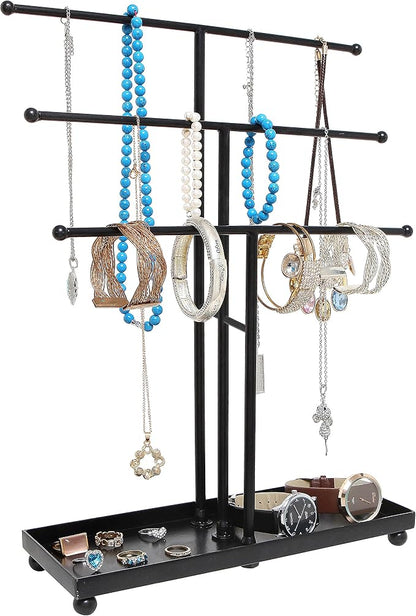 MyGift Modern Jewelry Organizer, 3 Tier Black Metal Tabletop Bracelet and by MyGiftHome