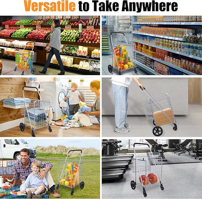 Whitmor Utility Folding Shopping Cart, 115L Heavy Duty Grocery Cart - Image 7