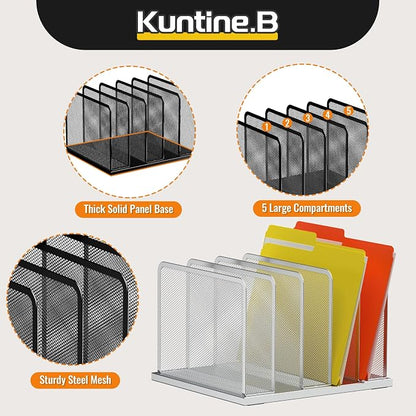 Kuntine.B Desk File Organizer Upright Mesh Desktop Organizer File Sorter Office - Image 4