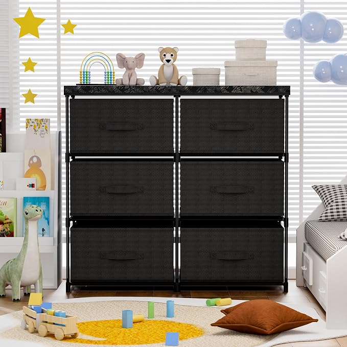GcdPai Dresser with 6 Fabric Larger Drawer Stand Desktop Sturdy Metal Plastic - Image 5