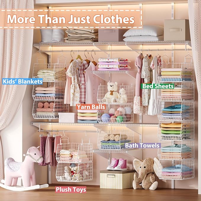 6 Tier Extended Depth Hanging Closet Organizer, Closet Storage Hanging Shelves - Image 7