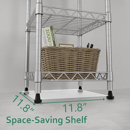 GIOTORENT 5 Tier Standing Shelving Metal Units, Adjustable Height Wire Shelf - Image 7