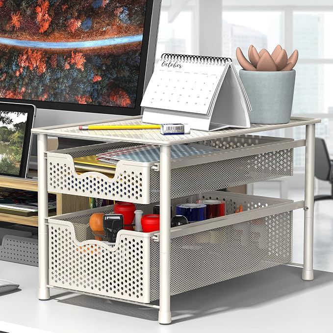 Simple Houseware Stackable 2 Tier Sliding Basket Organizer Drawer - Image 3