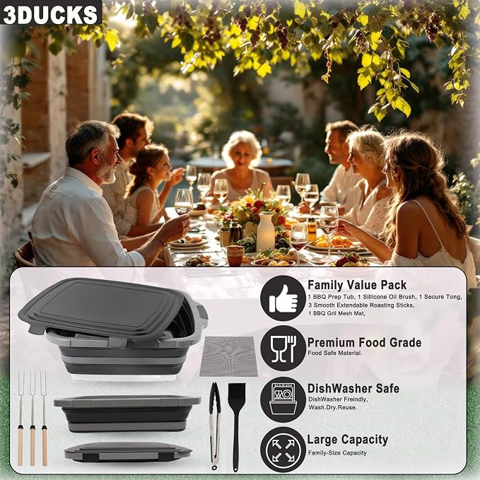 Collapsible BBQ Prep Tub 16L Black | Portable Meat Marinating Container - Image 7