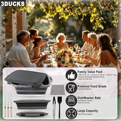 Collapsible BBQ Prep Tub 16L Black | Portable Meat Marinating Container - Image 7