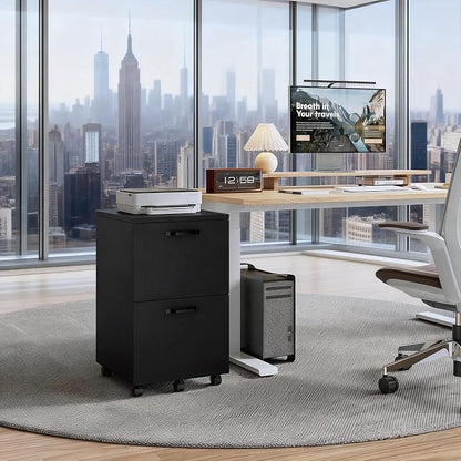 2 Drawer Filing Cabinet, Wood Rolling Filing Cabinets - Image 7