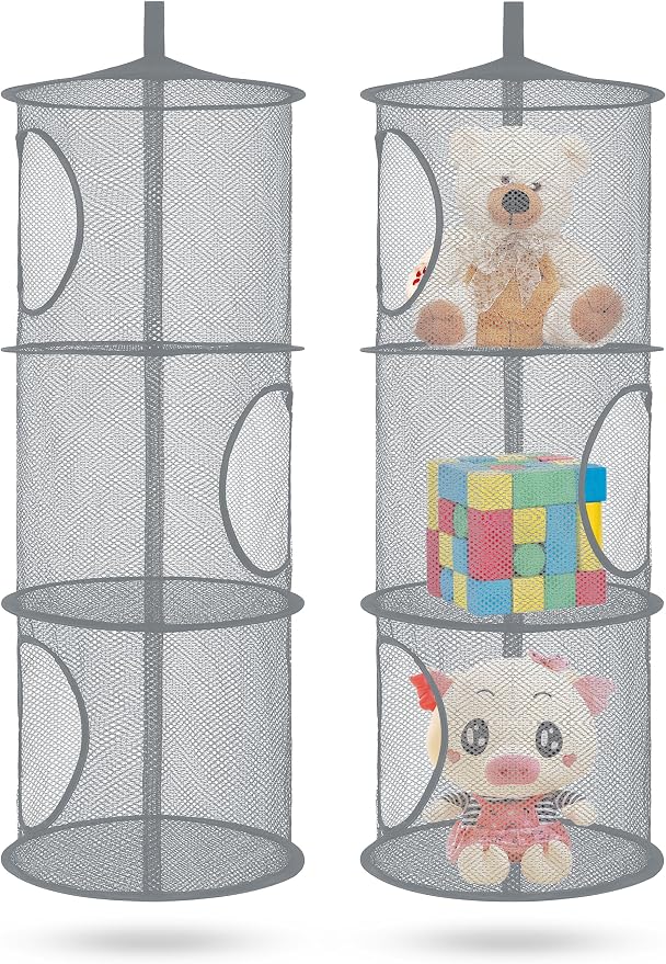 2Pcs Hanging Stuffed Animal Storage Hammock Net 3 Tiers, Holds Plushies - Image 5