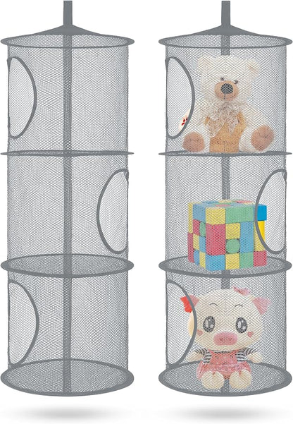 2Pcs Hanging Stuffed Animal Storage Hammock Net 3 Tiers, Holds Plushies - Image 5