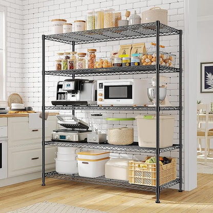 45 "W Storage Shelves 5 Tier Wire Shelving Unit Adjustable Metal Shelving Wire - Image 2