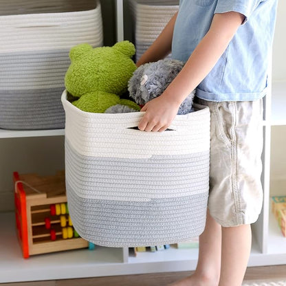 NaturalCozy Storage Cubes 11 Inch Cotton Rope Woven Baskets - Image 9
