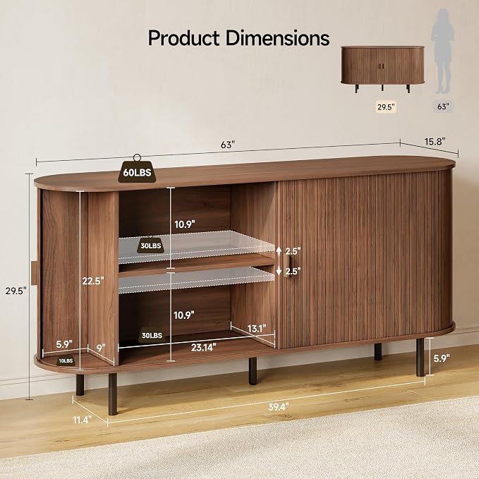 Buffet Sideboard Cabinet with Storage, Modern Accent Coffee Bar Console Table - Image 2
