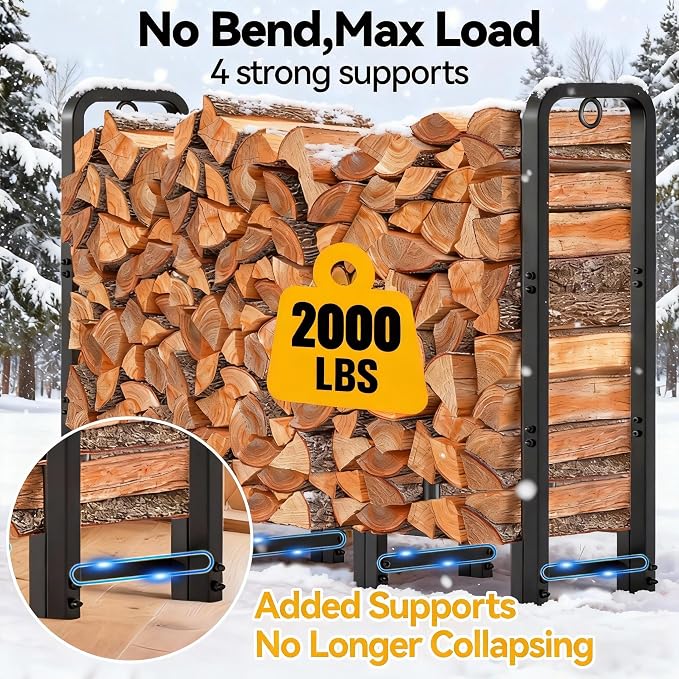 Amagabeli 4ft Firewood Log Rack - Image 2