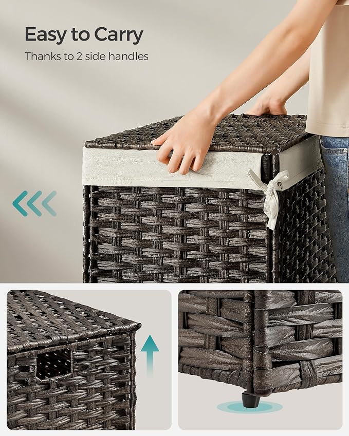 SONGMICS Storage Basket with Lid, Woven Blanket Storage Bin with Handles - Image 6