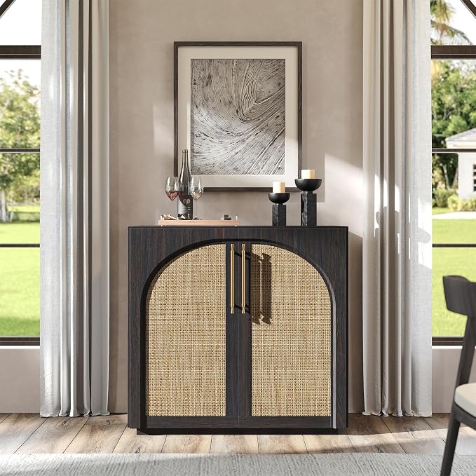 Storage Cabinet with Rattan Doors, 31.5'' W Arched Buffet Cabinet | Modular by MorganBrig
