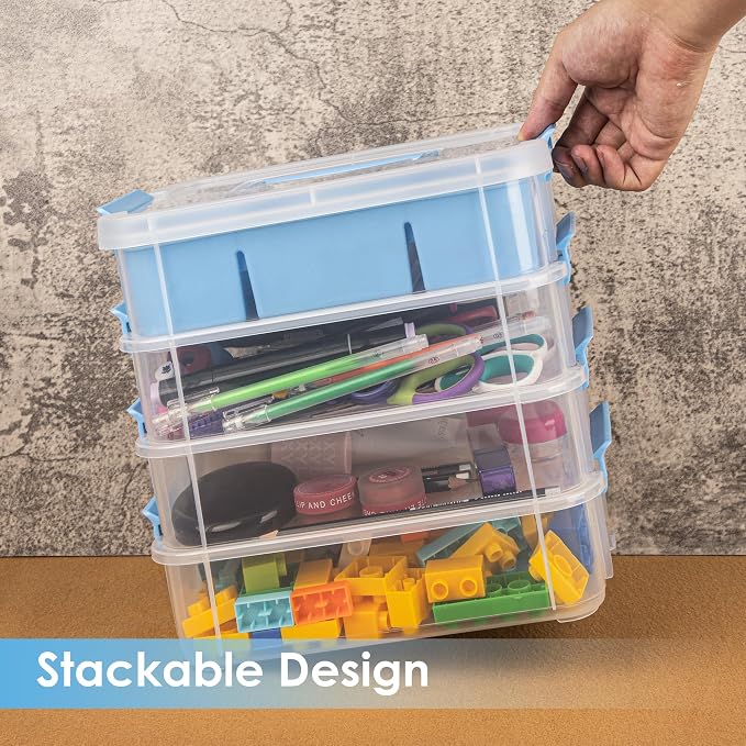 CraftGenes Art Supply Storage Organizer, 4-Tier 10 Qt Box, 2 Trays, Drawing - Image 7