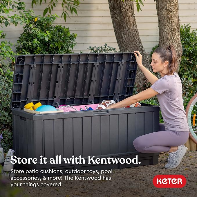 Keter Kentwood 92 Gallon Resin Deck Box-Organization and Storage - Image 2