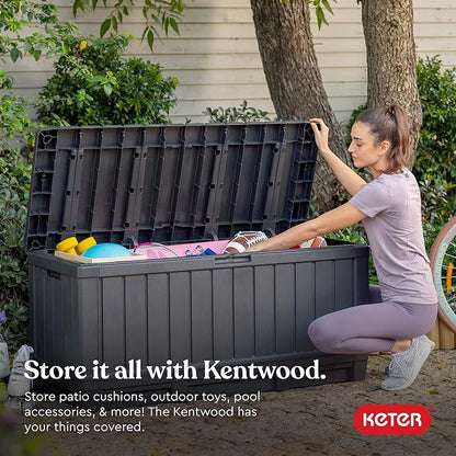 Keter Kentwood 92 Gallon Resin Deck Box-Organization and Storage - Image 2