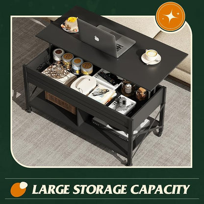 WLIVE Coffee Table, 41.3" Lift Top Coffee Table - Image 4