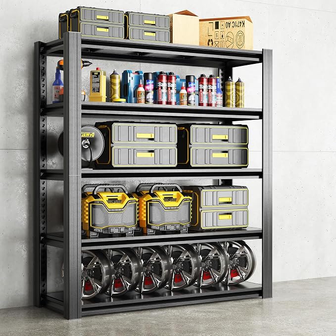 78" H Garage Shelving 3000LBS Heavy Duty Storage Racks, Adjustable 5 Tier Metal by EKJOfficials