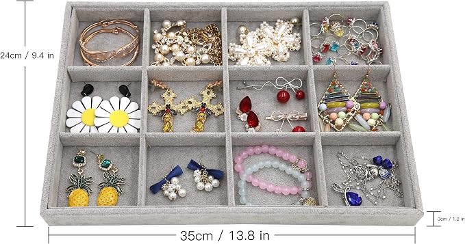 Stratalife 12 Grid Jewelry Organizer Tray, Stackable Drawer Earring Organizer - Image 4