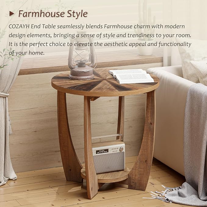 COZAYH Rustic Farmhouse End Table - Image 3