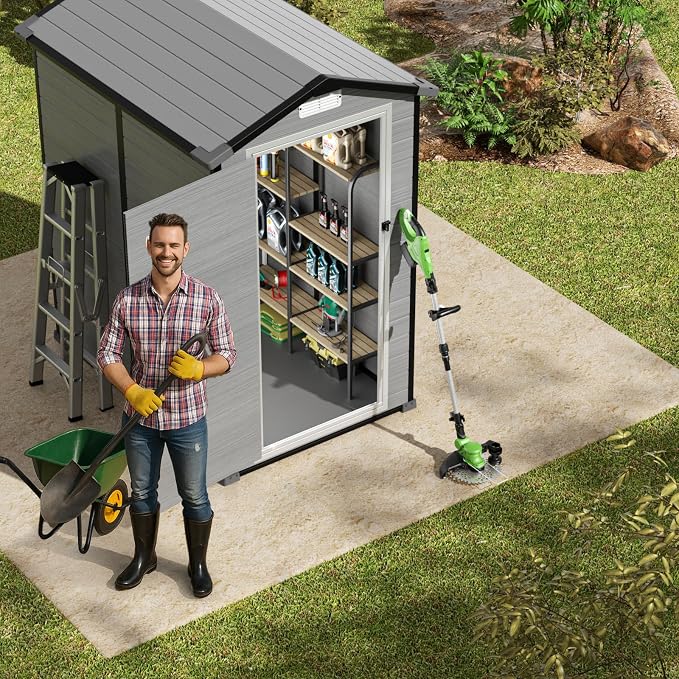 GVDV 4×6FT Outdoor Resin Plastic Storage Shed - Image 7