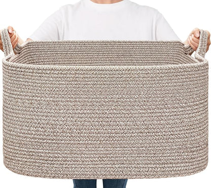 Goodpick Large Woven Storage Basket, 21.6" x 14.9" x 11.8" Blanket Basket by Goodpick
