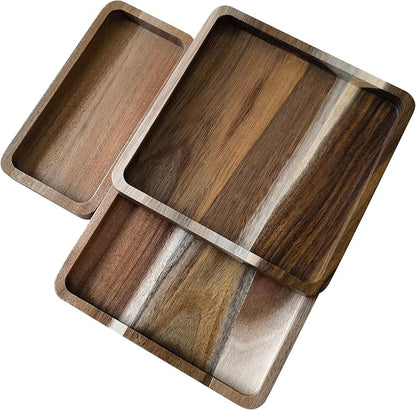Acacia Wooden Valet Tray for Men, Natural Wood Grain EDC Tray Set Catch All for by Unknown